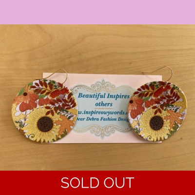 Sunflower Light Weight Faux Leather Dangle Earrings